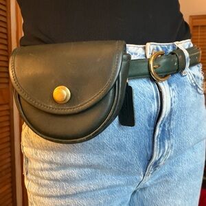 Coach vintage mini belt bag in bottle green/matching 8400 belt set